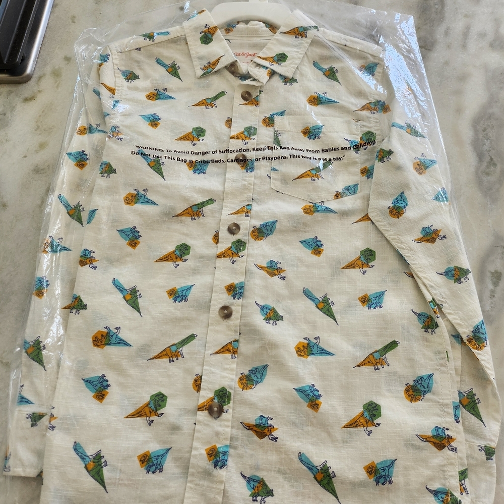 Boys Button Down Dinosaur Shirt